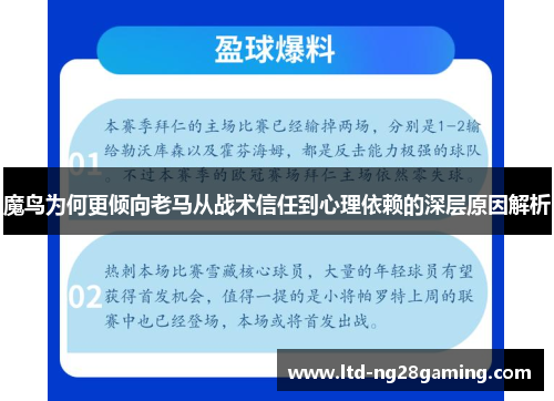 魔鸟为何更倾向老马从战术信任到心理依赖的深层原因解析